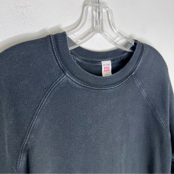 Re/Done x Hanes Classic Crewneck Sweatshirt Vintage Black Sz S - Picture 6 of 6
